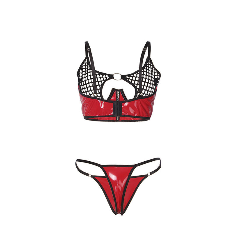 Subblime - 955540 Ensemble Soutien-Gorge À Fermeture Éclair En Cuir Verni Rouge L/Xl - Image 5