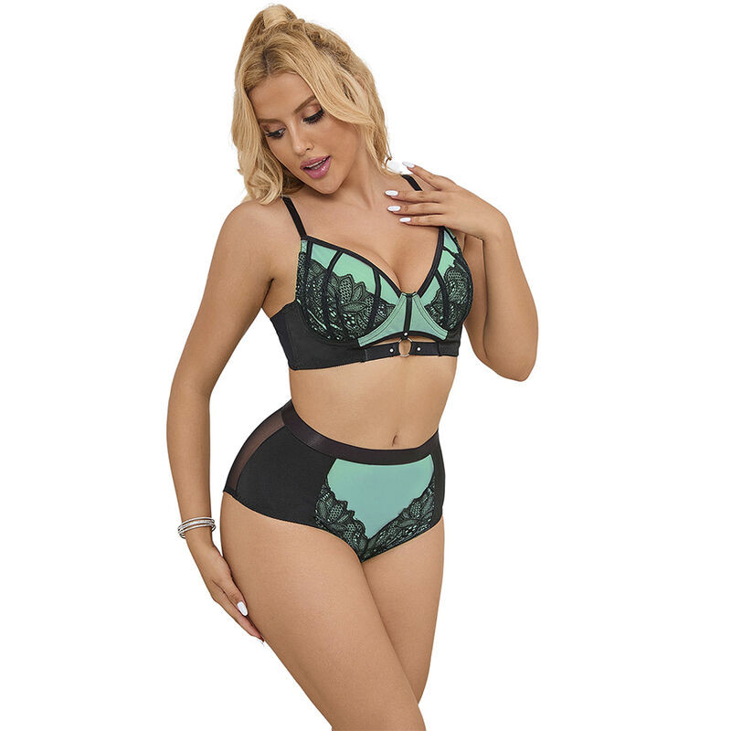 Subblime - 955564 Ensemble Soutien-Gorge À Fermeture Éclair En Cuir Verni Vert L/Xl - Image 2