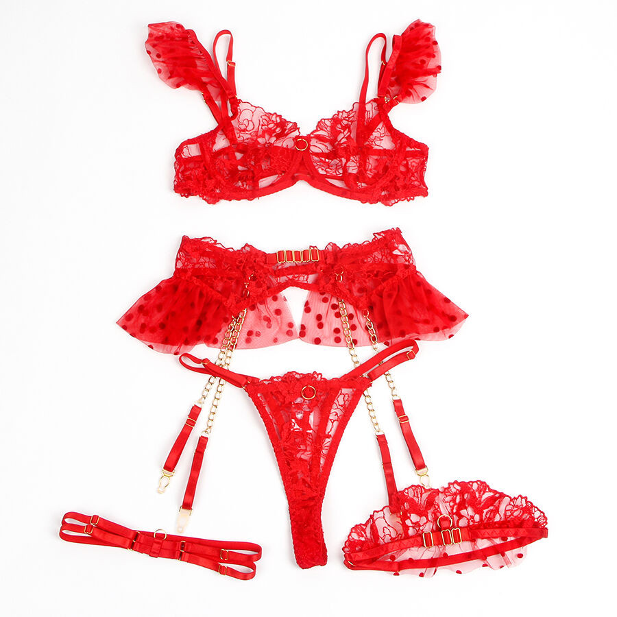 Subblime - 957506 Ensemble Soutien-Gorge Et Jarretelle En Dentelle Rouge S/M - Image 3