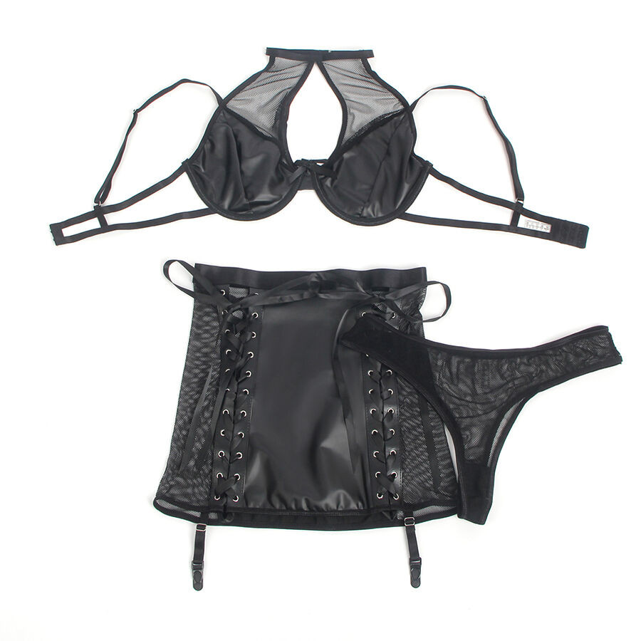 Subblime - 957582 Ensemble Soutien-Gorge Et Jupe En Cuir Noir S/M - Image 4
