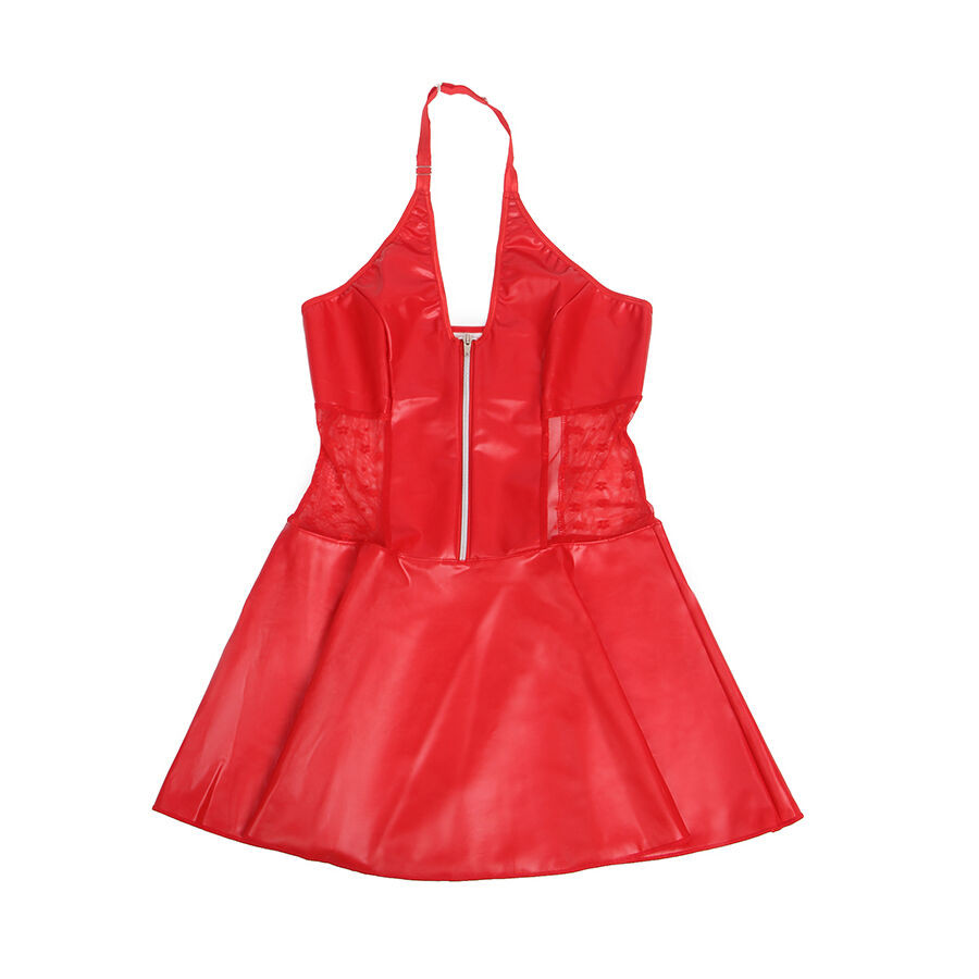 Subblime - 957728 Robe En Cuir À Fermeture Éclair En Dentelle Rouge S/M - Image 5