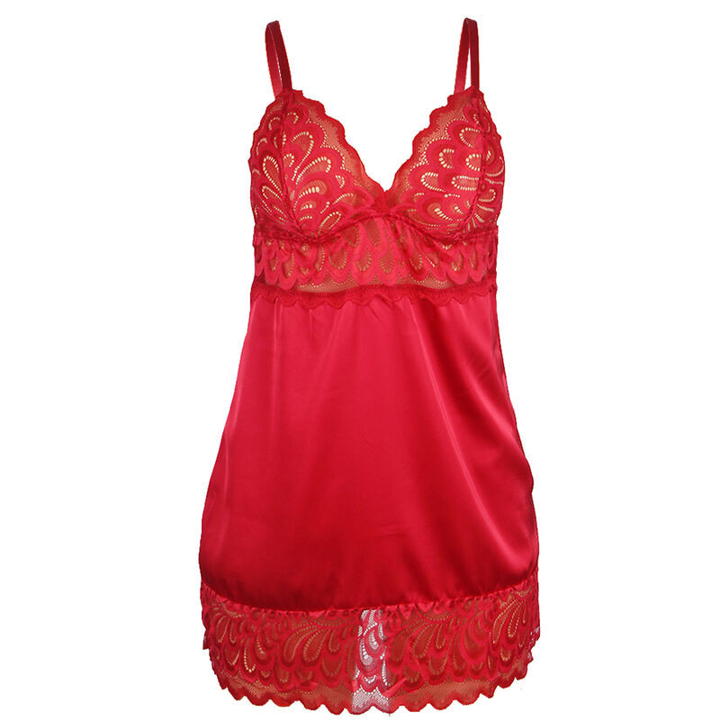 Subblime - Babydoll En Satin Avec Dentelle Rouge S/M - Image 10