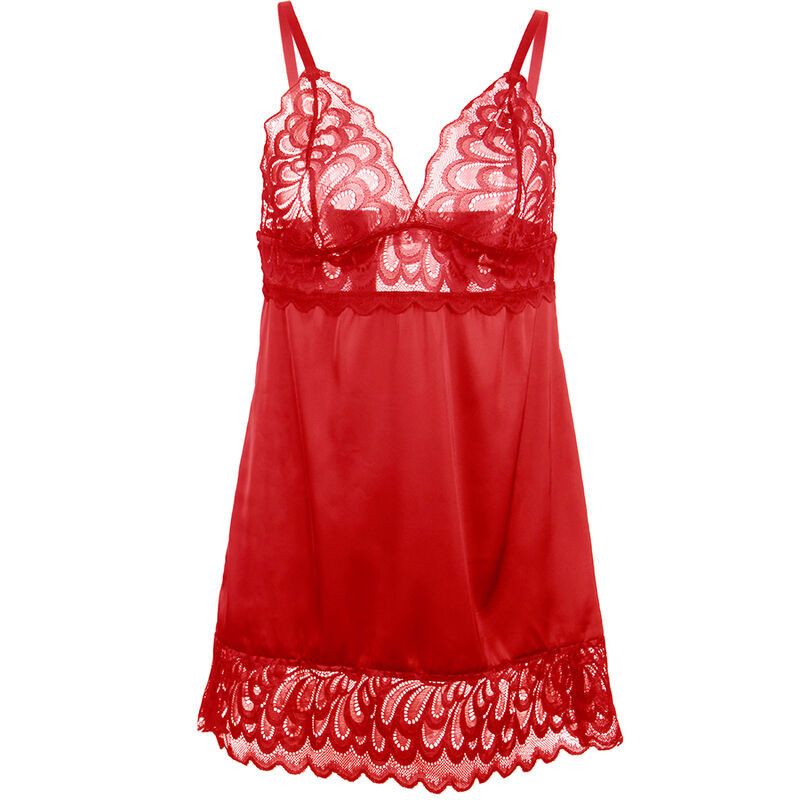 Subblime - Babydoll En Satin Avec Dentelle Rouge S/M - Image 9