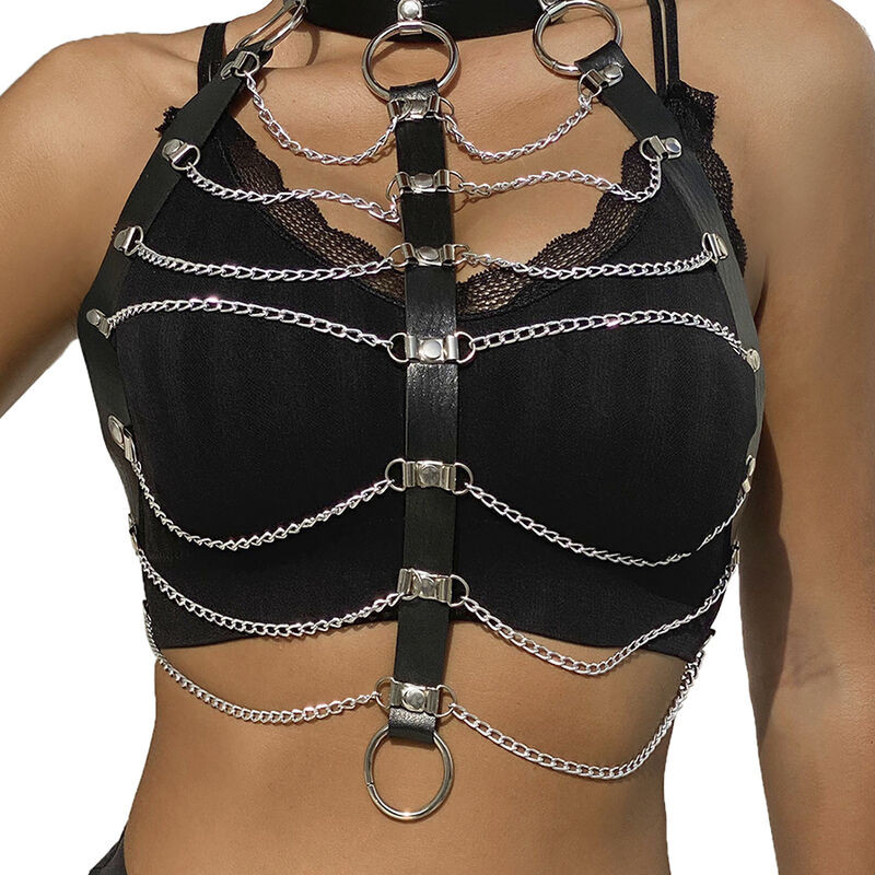 Subblime - Harnais Poitrine Chaîne S En Cuir Noir Taille Unique - Image 2