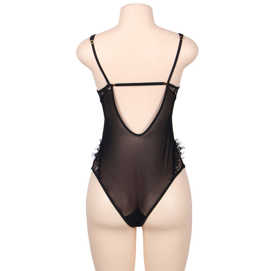 Subblime - Queen Plus Dentelle Florale Et Teddy Noir  Franges - Image 3