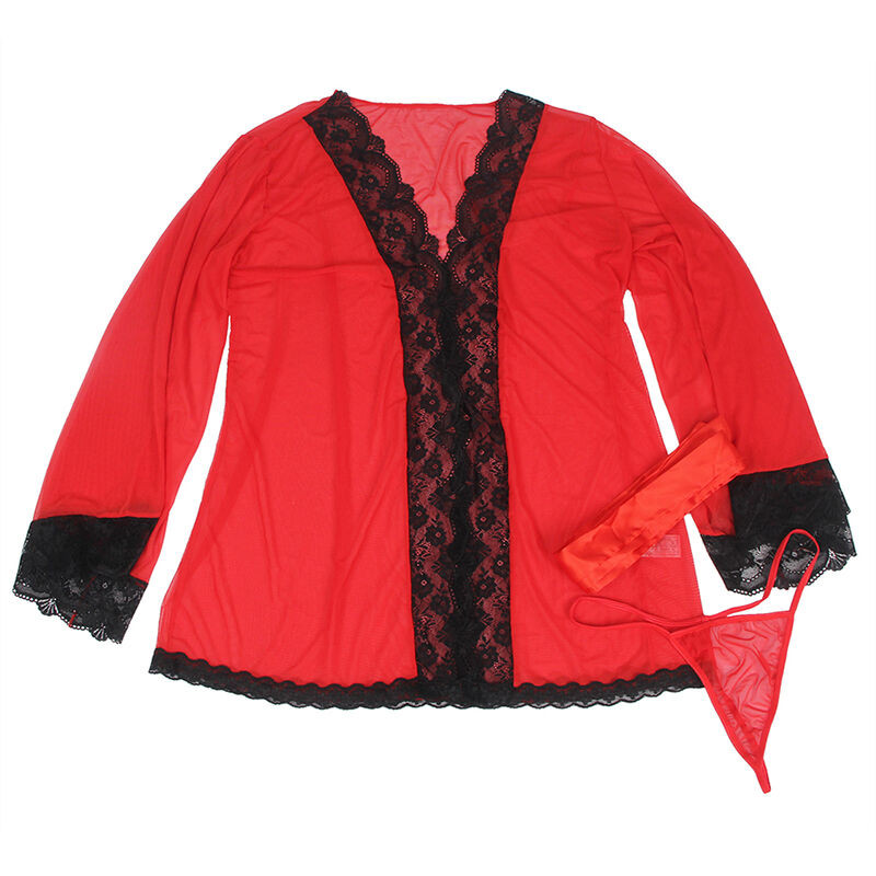 Subblime - Robe En Tissu Transparent Détail Dentelle Rouge S/M - Image 10