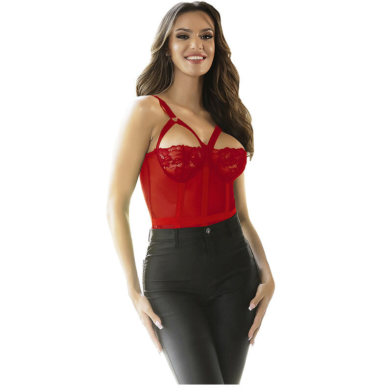 Subblime - Teddy Avec Jarretière Détail Poitrine Rouge S/M - Image 8