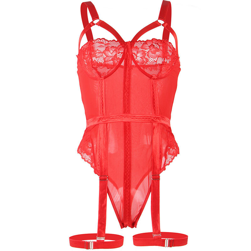 Subblime - Teddy Avec Jarretière Détail Poitrine Rouge S/M - Image 9