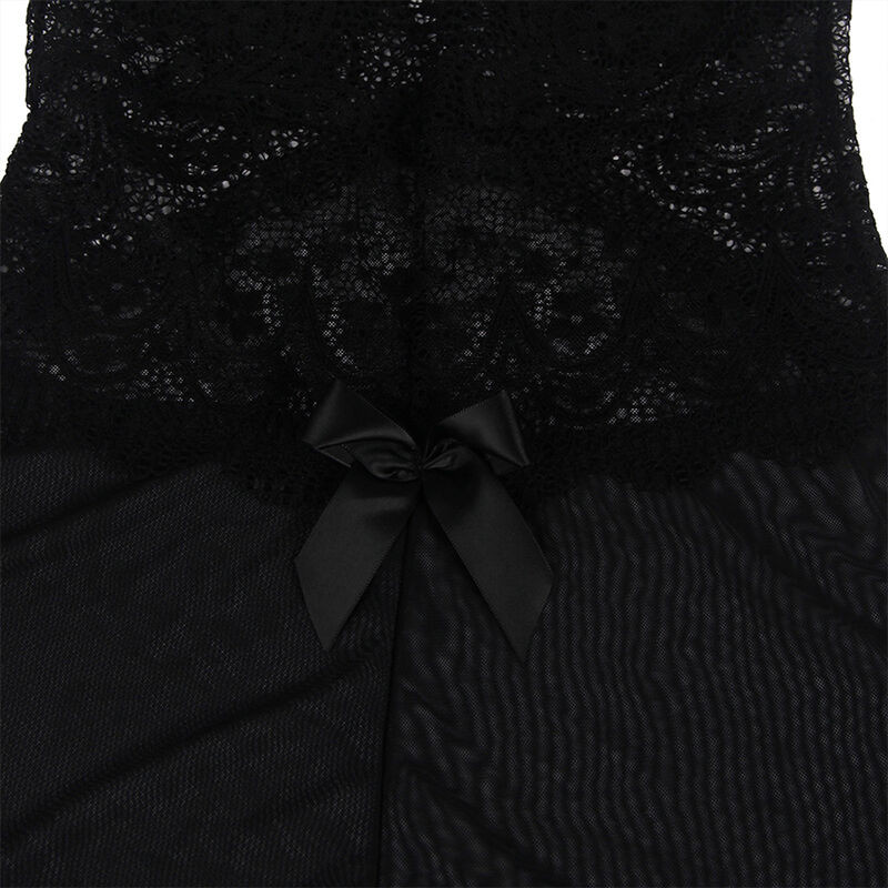 Subblime - Tissu Tulle Babydoll Avec Dentelle Et Détail Fleur Noir S/M - Image 10