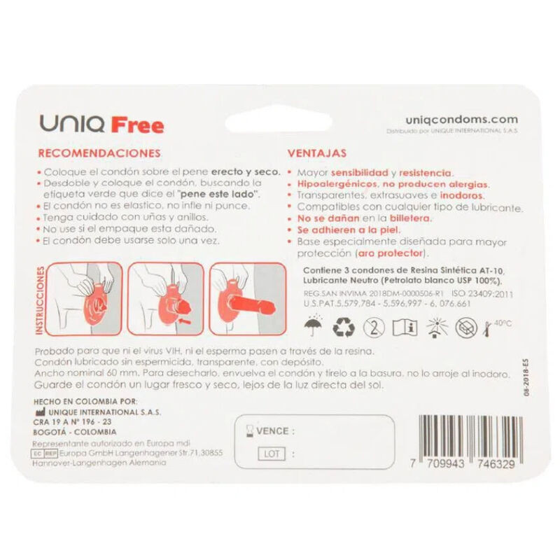 UNIQ - FREE LATEX FREE CONDOMS WITH PROTECTIVE RING 3 UNITS - Image 2