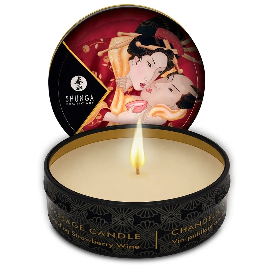 Shunga - Mini Caresse Aux Chandelles Fraises Et Bougie De Massage Cava 30 Ml