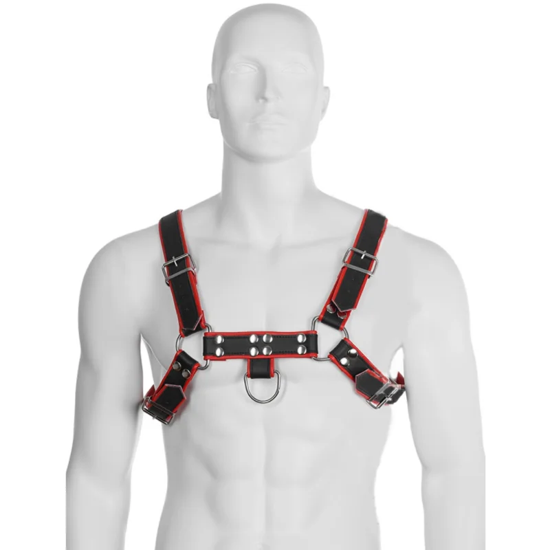 LEATHER BODY - HARNAIS CHAÎNE III NOIR / ROUGE