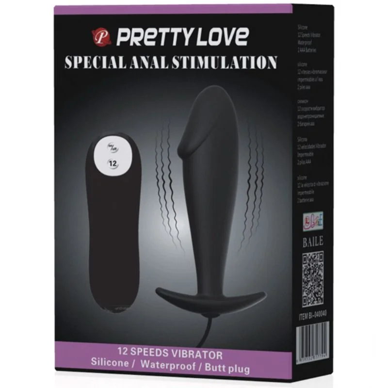 PRETTY LOVE - SILICONE ANAL PLUG PENIS FORM AND 12 VIBRATION MODES BLACK - Image 8
