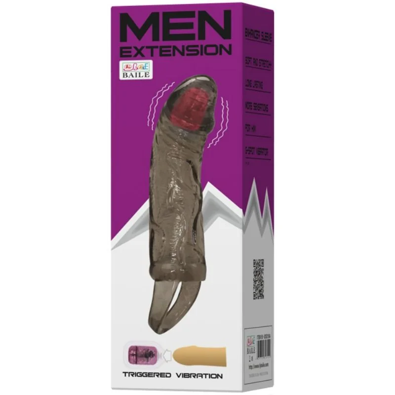 BAILE - PENIS EXTENDER SHEATH WITH VIBRATION AND STRAP FOR TESTICLES 13.5 CM - Image 3