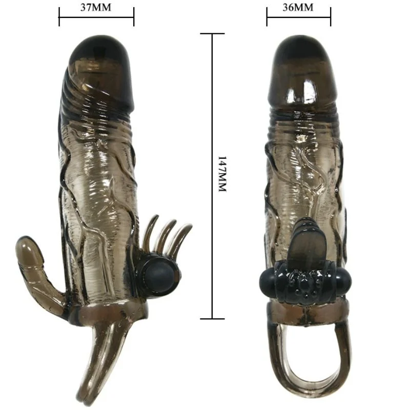 BAILE - COUVRE-PÉNIS BRAVE MAN AVEC STIMULATION CLITO ET ANAL DOUBLE BULLET NOIR 16.5 CM - Image 10