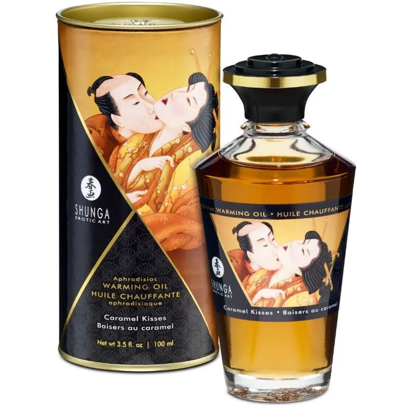 SHUNGA - MASSAGEOLIE MET WARMTE- EFFECT CARAMEL SMAAK 100 ML