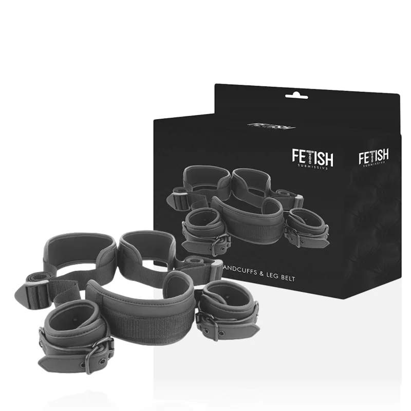 Fetish Submissive - Positie Met Geopenden Benen En Dubbele Handboeien In Neopreen