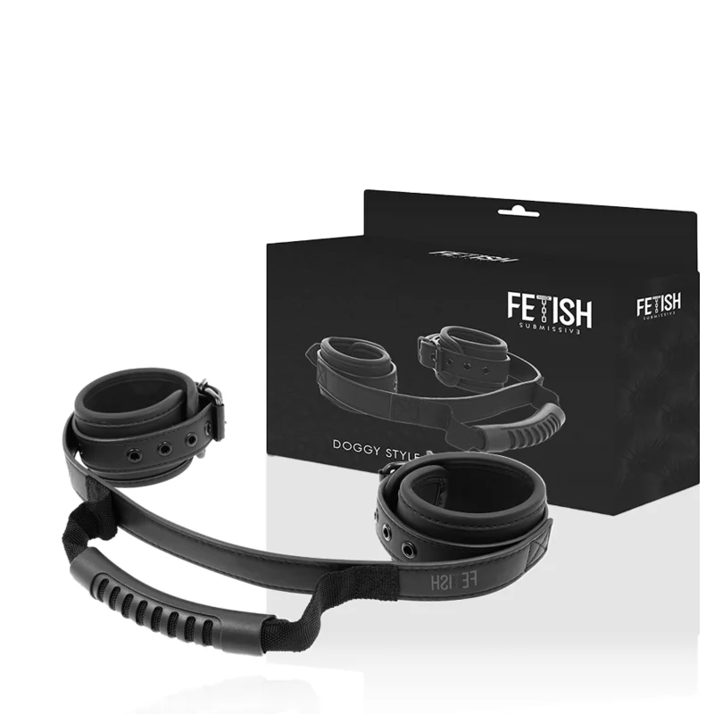 Fetish Submissive - Neopreen Voorziene Handboeien Met Handvat