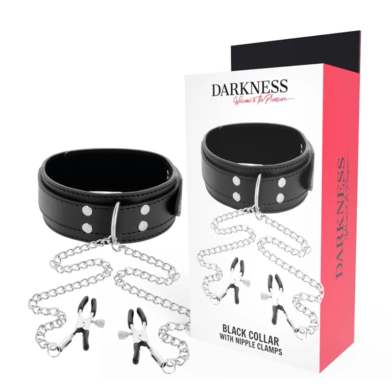 Darkness - Collier Avec Pinces  Nipple Noir