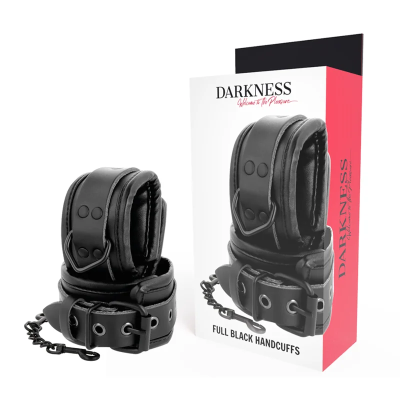 Darkness - Menottes Réglables En Cuir Noir