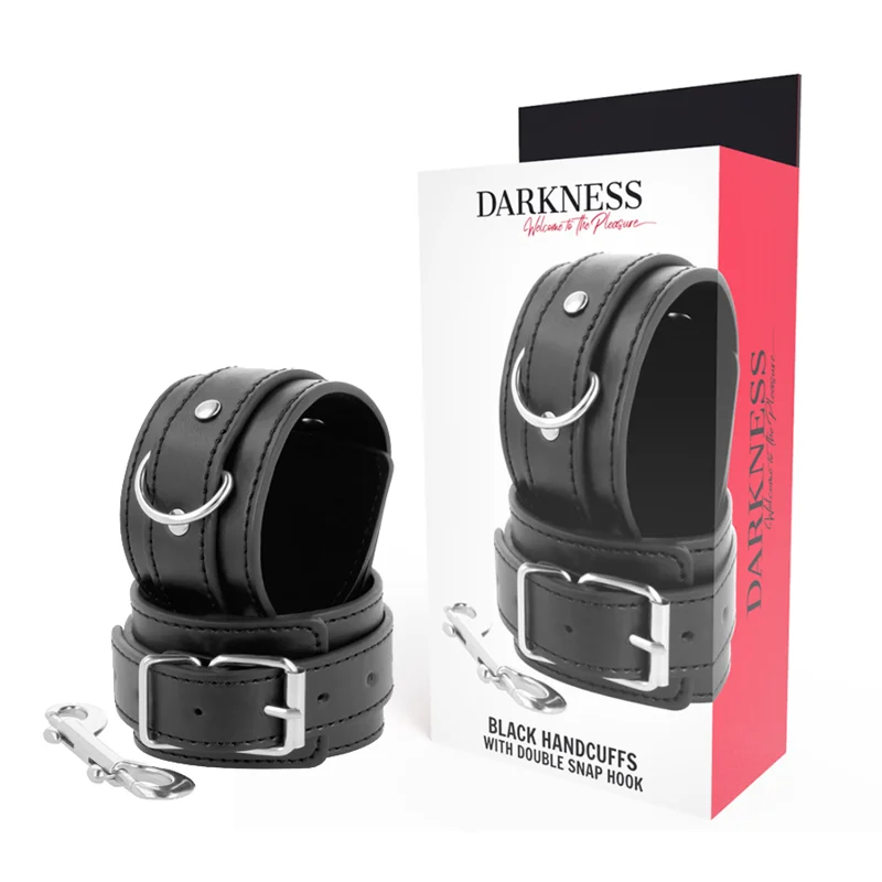 Darkness - Menottes Réglables Noires Avec Double Ruban De Renfort