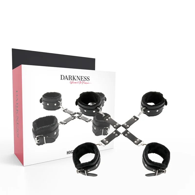 Darkness - Menottes En Cuir Pour Pieds Et Mains Noir