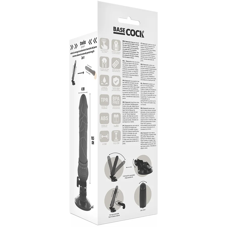 Basecock - Realistic Vibrator Remote Control Black 19.5 Cm -O- 4 Cm - Image 6
