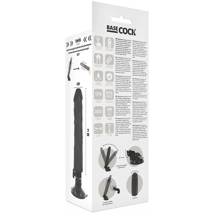 BASECOCK - REALISTIC VIBRATOR REMOTE CONTROL BLACK 21 CM -O- 4 CM - Image 6