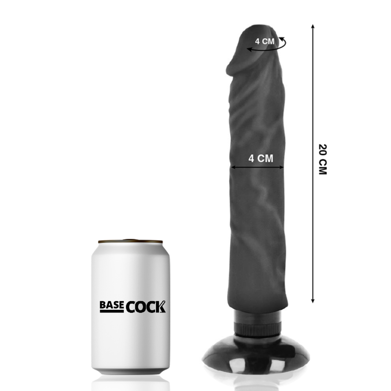 BASECOCK - VIBRATEUR RÉALISTE 2-1 NOIR 20 CM -O- 4 CM - Image 3