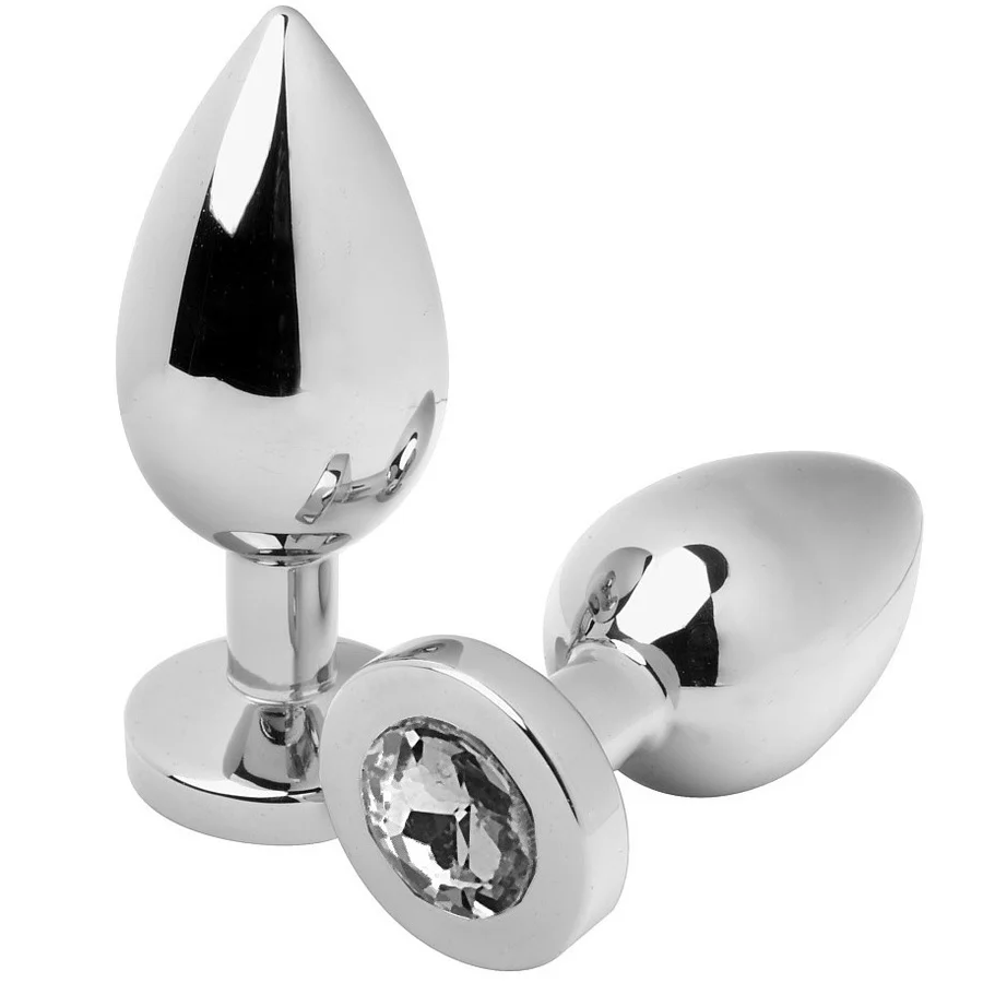 METAL HARD - ANAL PLUG DIAMANT TRANSPARANT GEMIDDELD 7,62CM