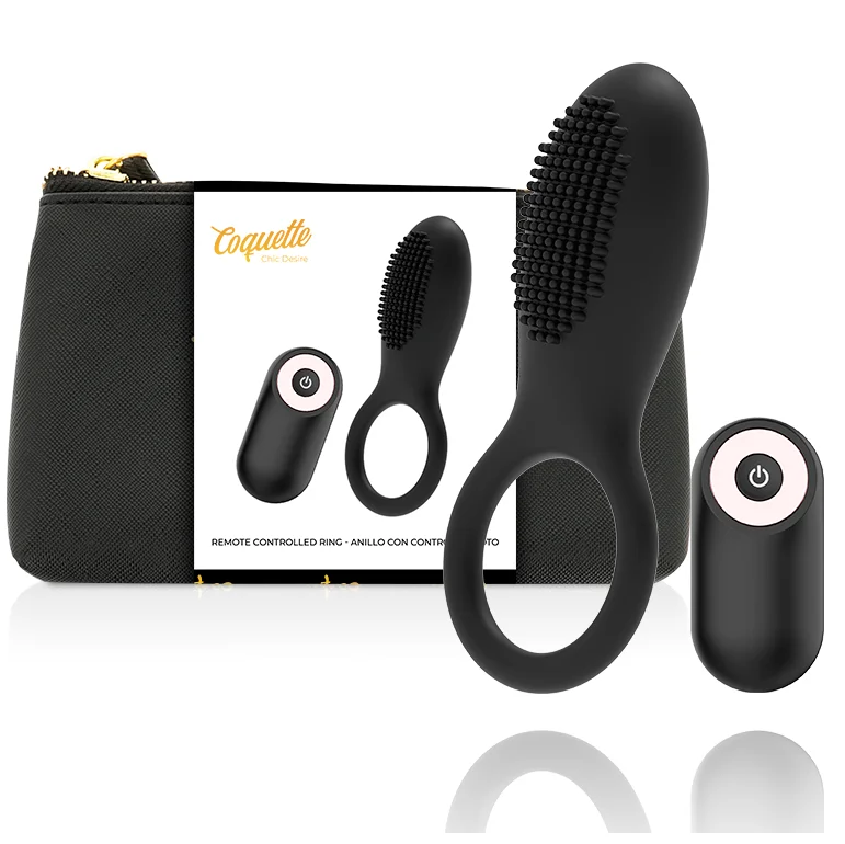 Coquette Chic Desire - Cock Ring Remote Control Rechargeable Black/ Gold