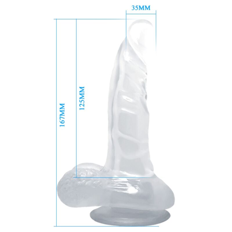 Baile - Realistische Dildo Met Zuigkop En Teelballen 16,7 Cm Transparant - Image 6