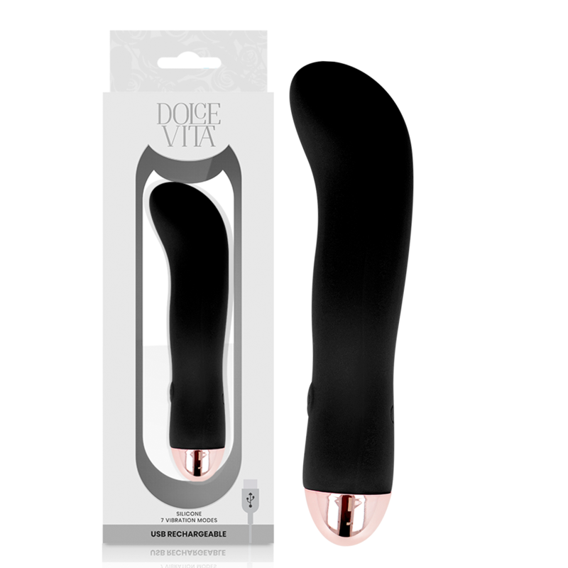 DOLCE VITA - VIBRATEUR RECHARGEABLE DEUX NOIR 7 VITESSES - Image 3