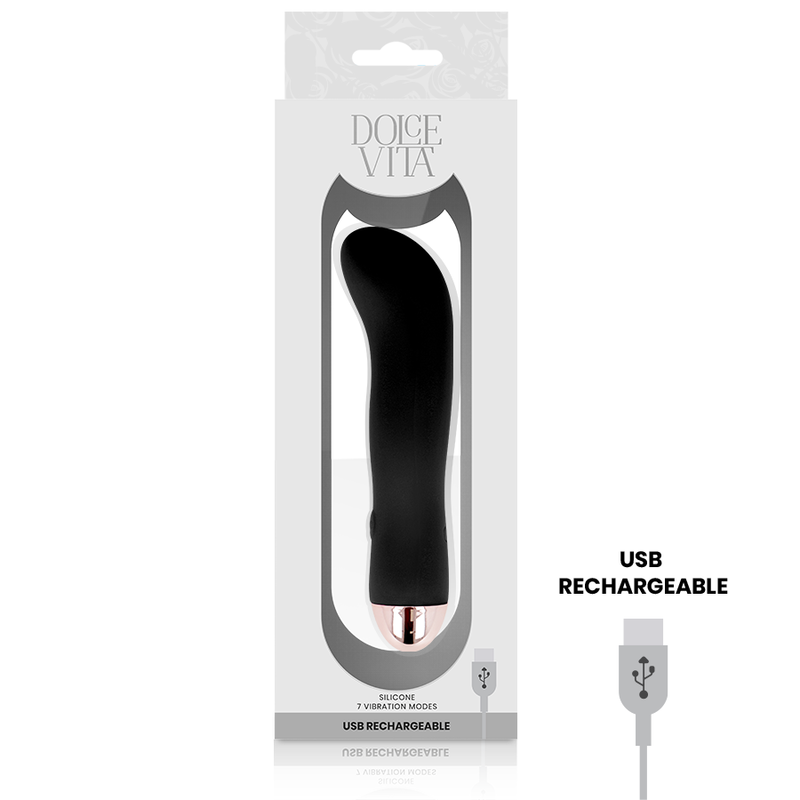 DOLCE VITA - VIBRATEUR RECHARGEABLE DEUX NOIR 7 VITESSES - Image 5