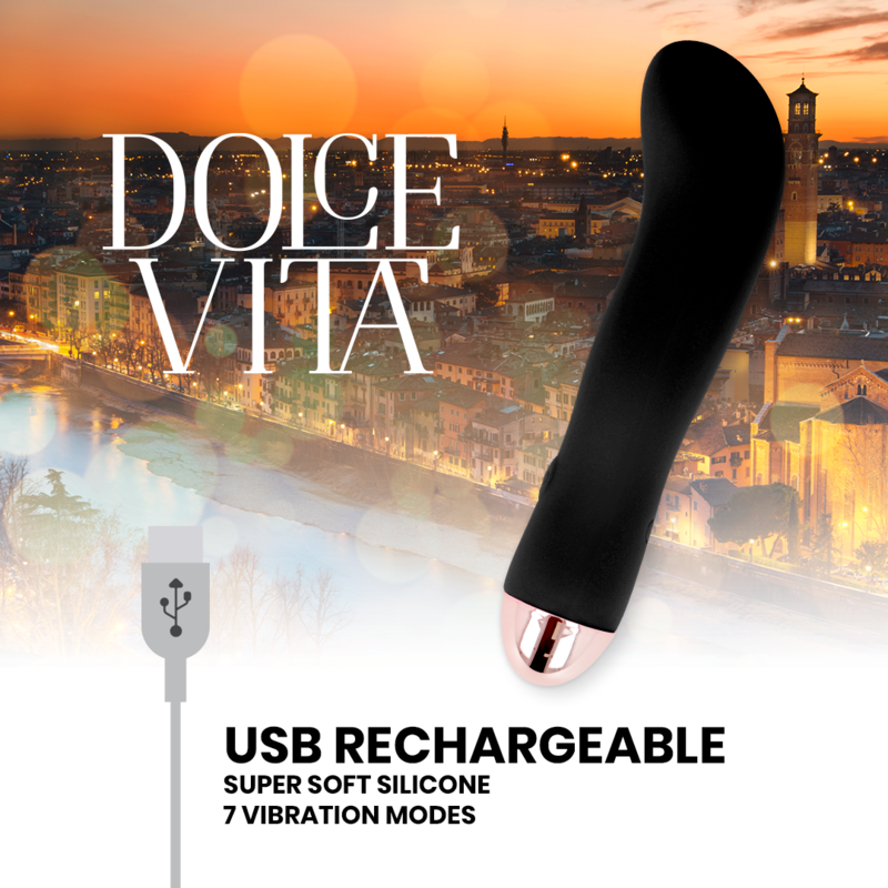DOLCE VITA - VIBRATEUR RECHARGEABLE DEUX NOIR 7 VITESSES - Image 6