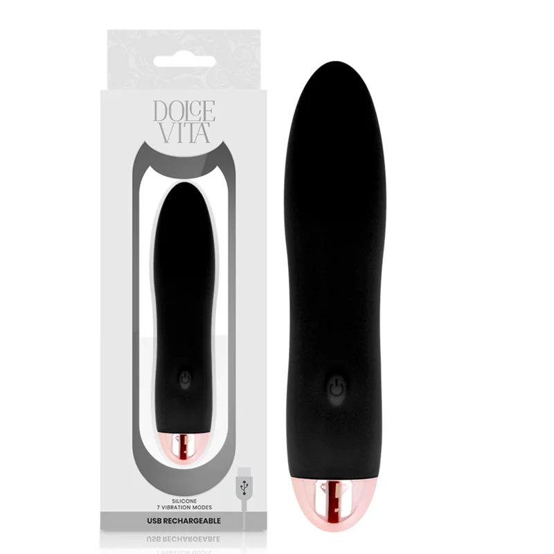 Dolce Vita - Vibrateur Rechargeable Quatre Noir 7 Vitesses