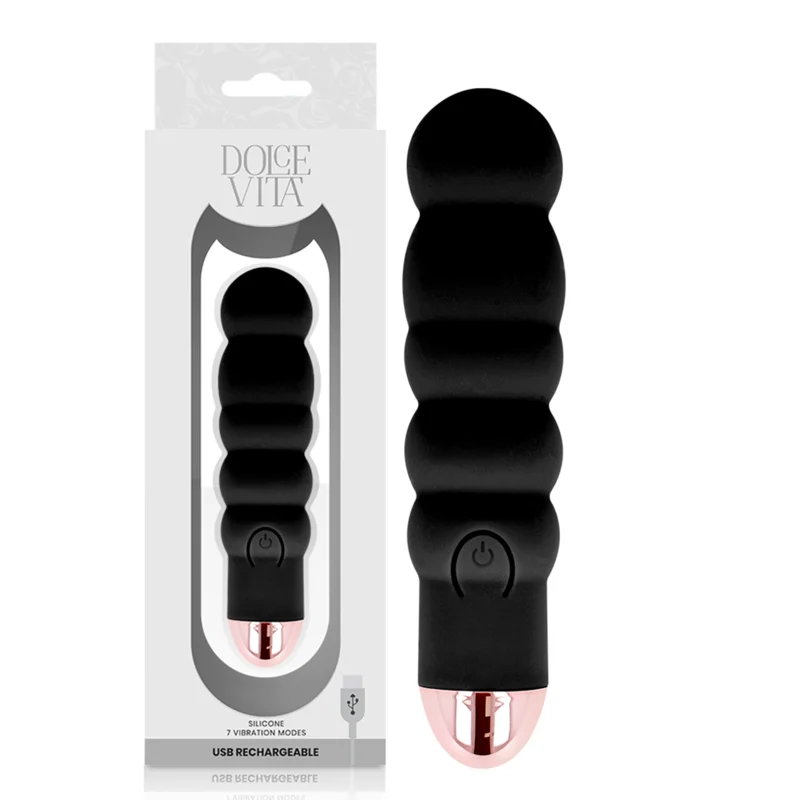 Dolce Vita - Vibrateur Rechargeable Six Noir 7 Vitesses