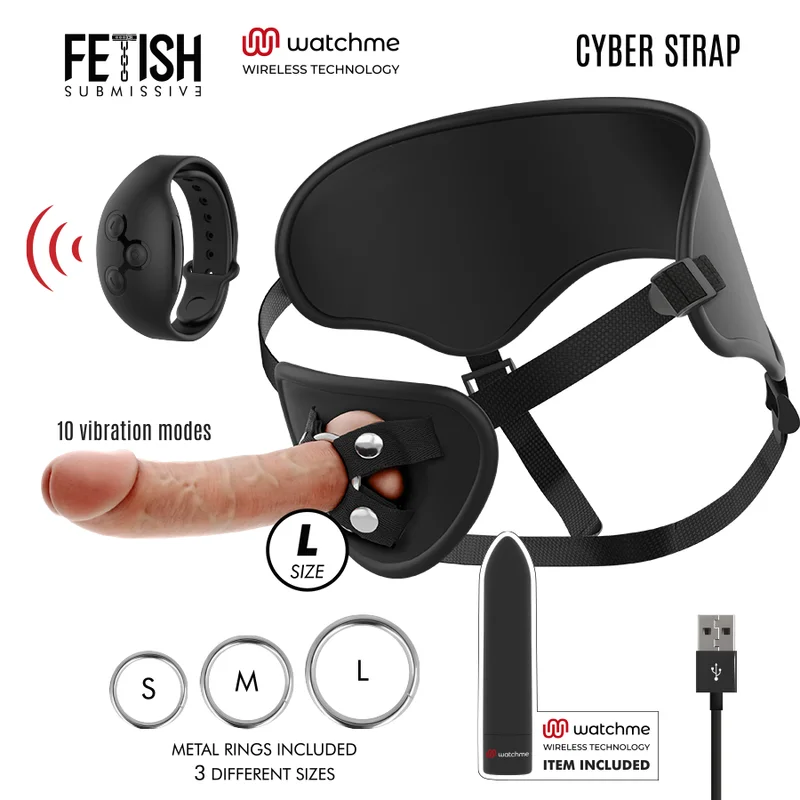 Fetish Submissive Cyber Strap - Harnas Met Dildo En Afstandsbediening Bullet Technologie Watchme