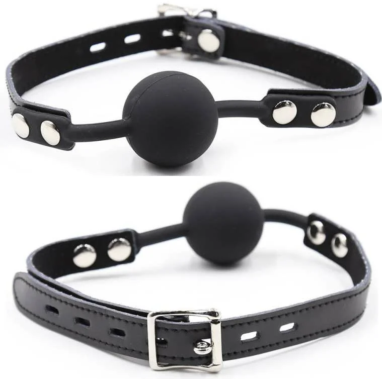 Ohmama Fetish - Silicone Ball Gag With Leather Belt (Padlock Included)