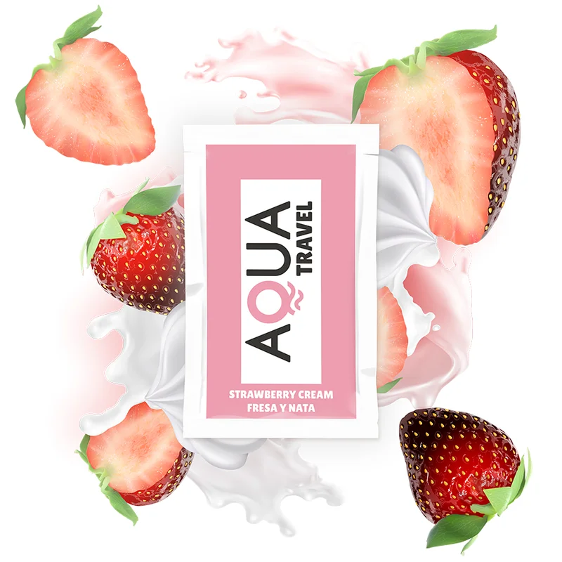 Aqua Travel - Lubrifiant À Base D'eau Saveur Crème De Fraise 6 Ml