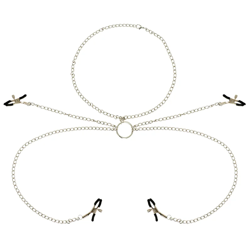 Ohmama Fetish 4 Nipple Clamps With Chain Necklace