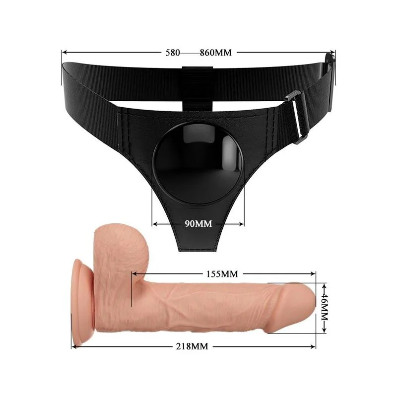 PRETTY LOVE - HARNESS BRIEFS UNIVERSAL HARNESS WITH DILDO JERRY 21.8 CM NATURAL - Image 7