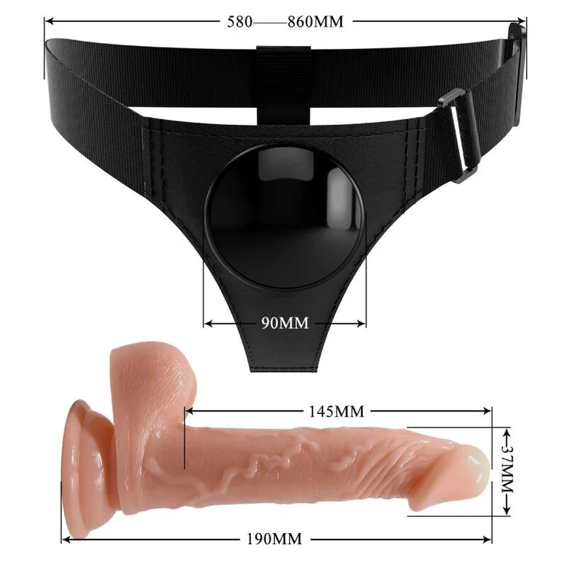 PRETTY LOVE - HARNESS BRIEFS UNIVERSAL HARNESS WITH DILDO KEVIN 19 CM NATURAL - Image 7