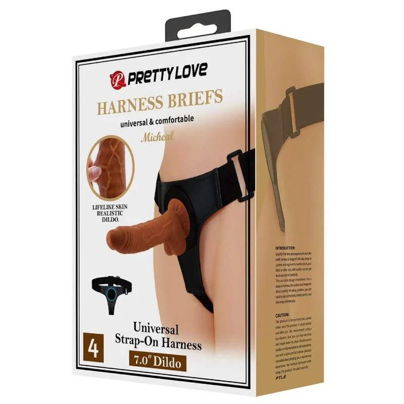 PRETTY LOVE - HARNESS BRIEFS UNIVERSAL HARNESS WITH DILDO MICHEAL 20 CM BLACK - Image 11
