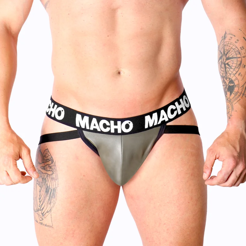 MACHO - MX27GR JOCK LEATHER GRAY BEIGE