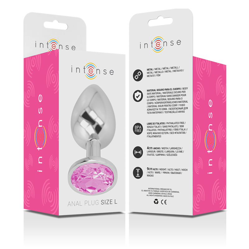 INTENSE - ALUMINUM METAL ANAL PLUG WITH PINK CRYSTAL SIZE L - Image 7