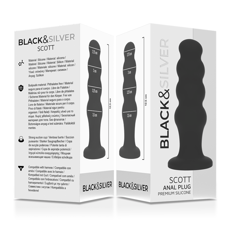BLACK&SILVER - PLUG ANAL EN SILICONE SCOTT PREMIUM NOIR - Image 6