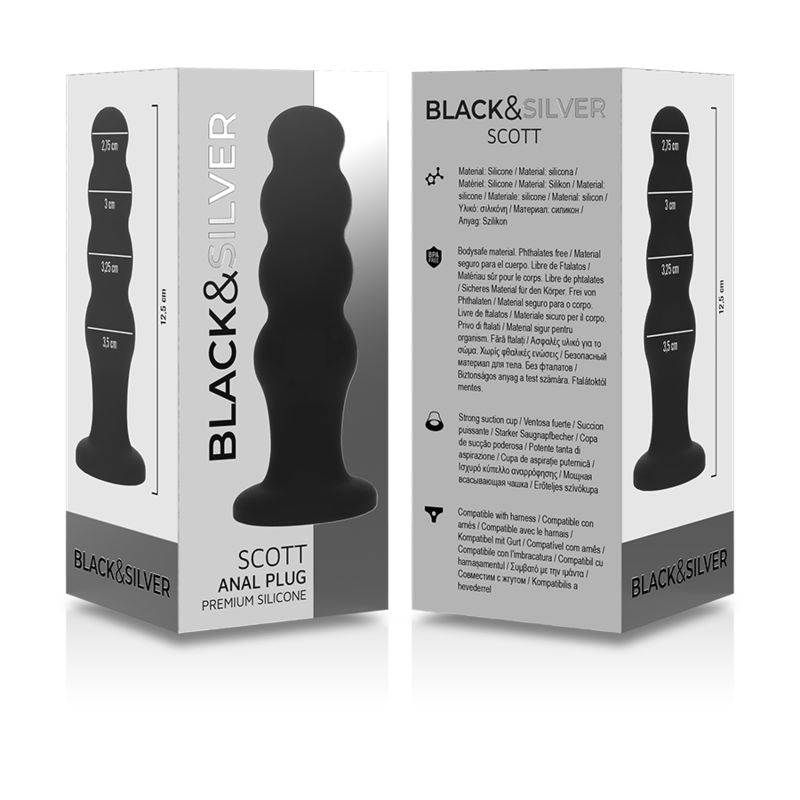BLACK&SILVER - PLUG ANAL EN SILICONE SCOTT PREMIUM NOIR - Image 7