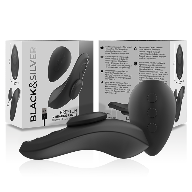 BLACK&SILVER - CULOTTE VIBRANTE RECHARGEABLE EN SILICONE PRESTON NOIRE - Image 7