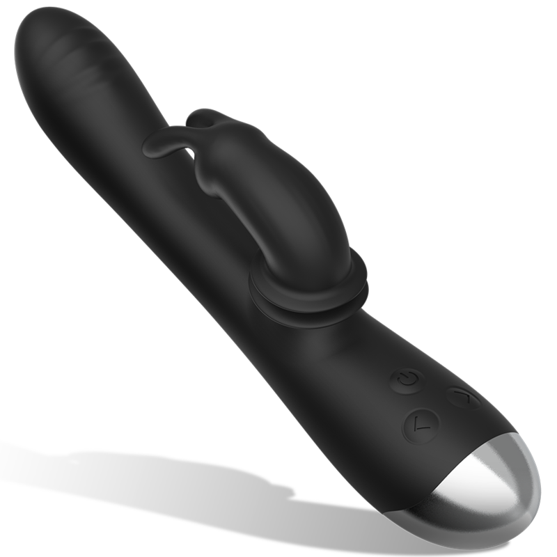 BLACK&SILVER - DJ. STIMULATEUR DE LAPIN RECHARGEABLE EN SILICONE ADAM NOIR - Image 3